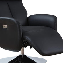 Load image into Gallery viewer, Tufted Genuine Leather Power Swivel Recliner (730558) - Black
