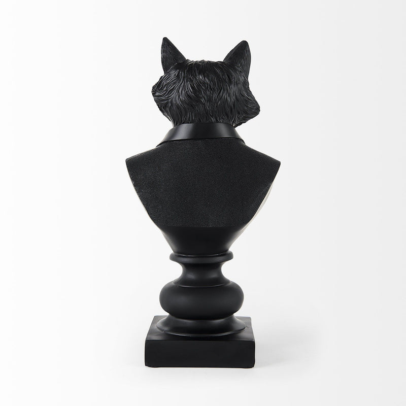 Suited Fox Bust Sculpture - Black