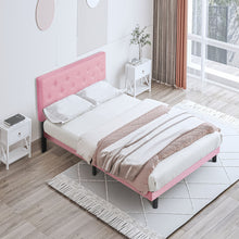 Load image into Gallery viewer, Modern Upholstered Platform Bed Frame With Button Tufted Fabric Headboard
