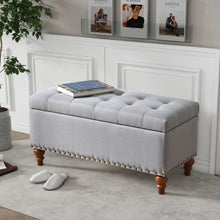 Load image into Gallery viewer, Upholstered Ottoman With Storage And Rivet Trim
