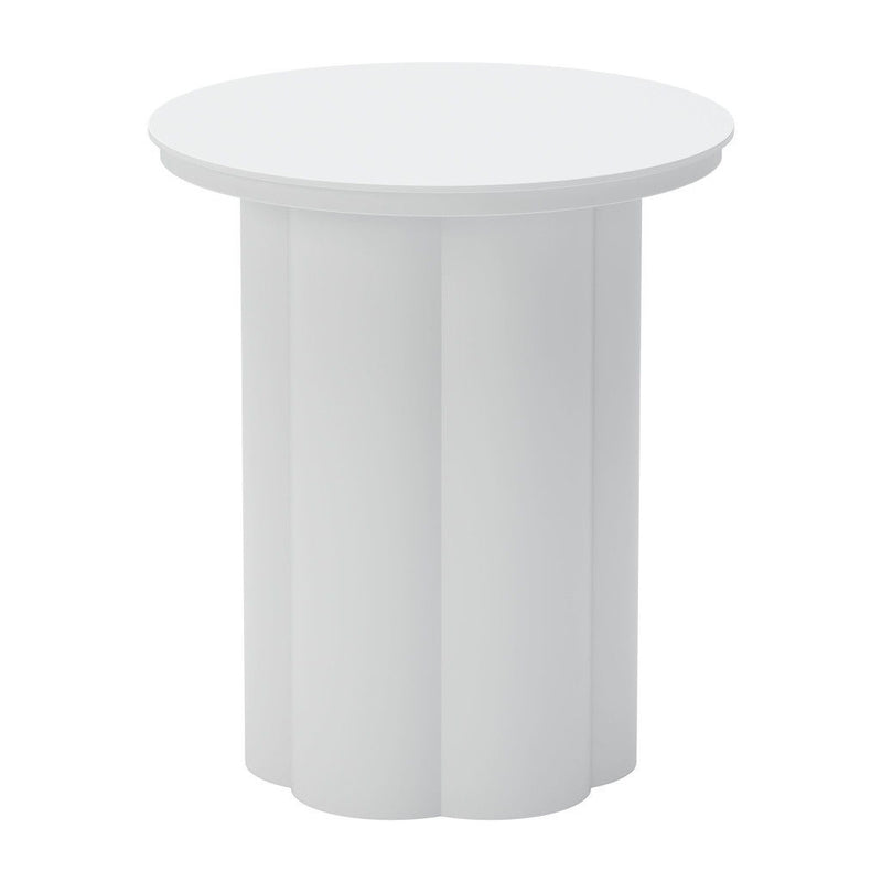 19" Aluminum Round Pedestal End Table - White