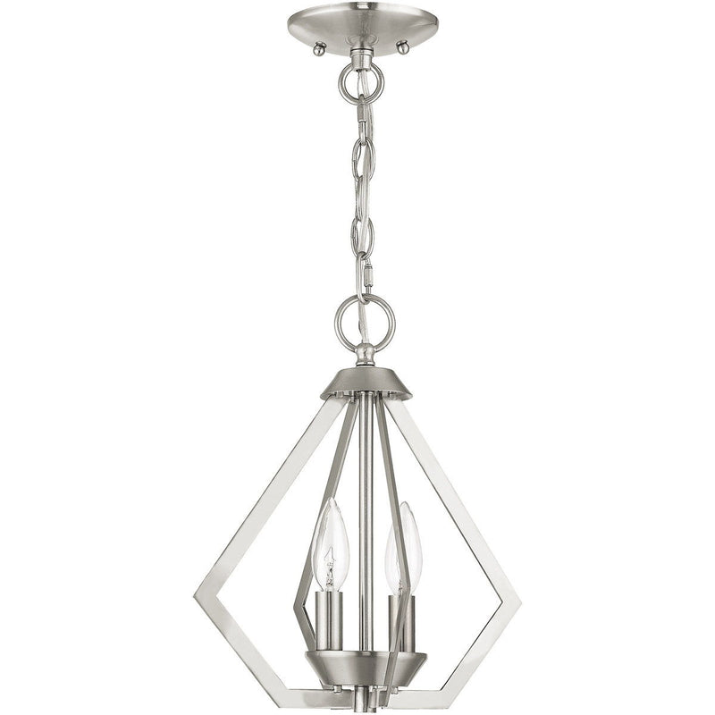 13" Two Light Dimmable Chandelier With Shades - Nickel