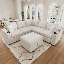 Load image into Gallery viewer, Sectional Sofa Convertible Pull-Out Sofa Bed With A Movable Storage Ottoman For Living Room
