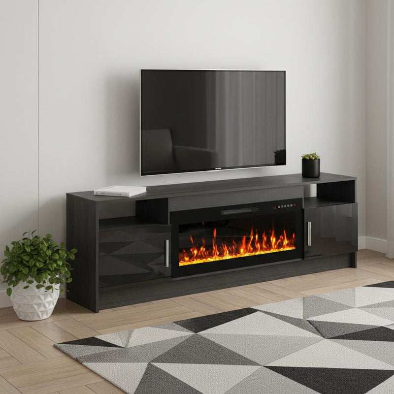 Wood Fireplace Entertainment Center With Fireplace (723799) - Black
