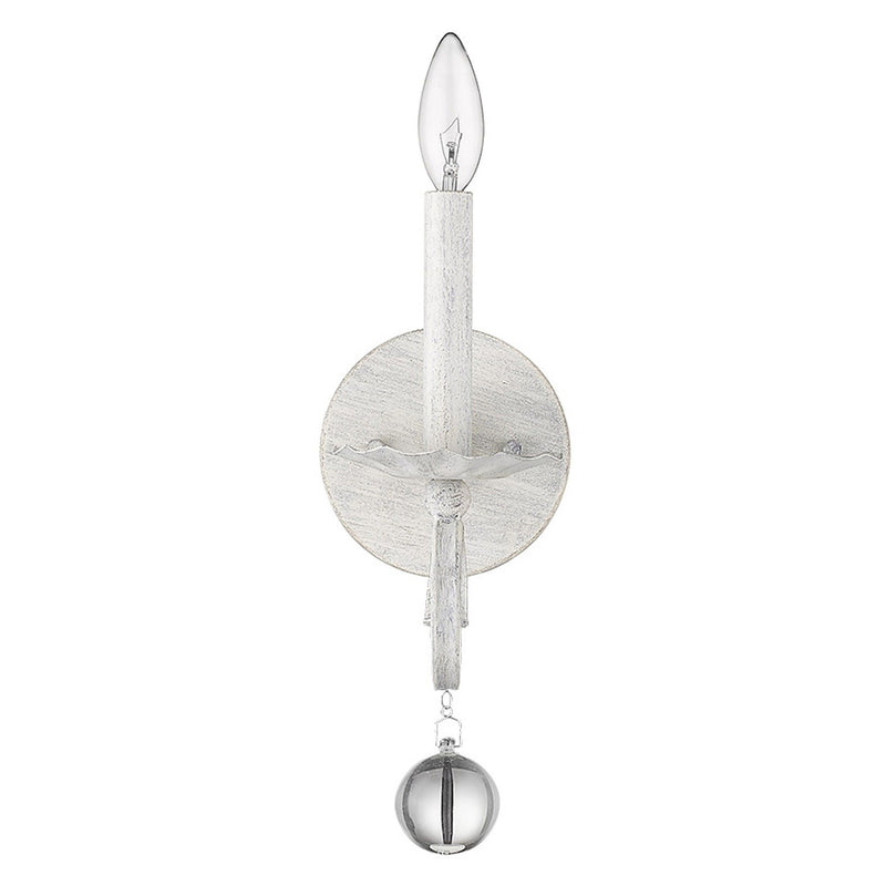 Modern Farmhouse Wall Sconce - Rustic White / Crystal