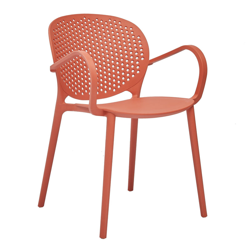 Heavy Duty Plastic Partially Open Back Dining Arm Chairs (Set of 4) - Orange