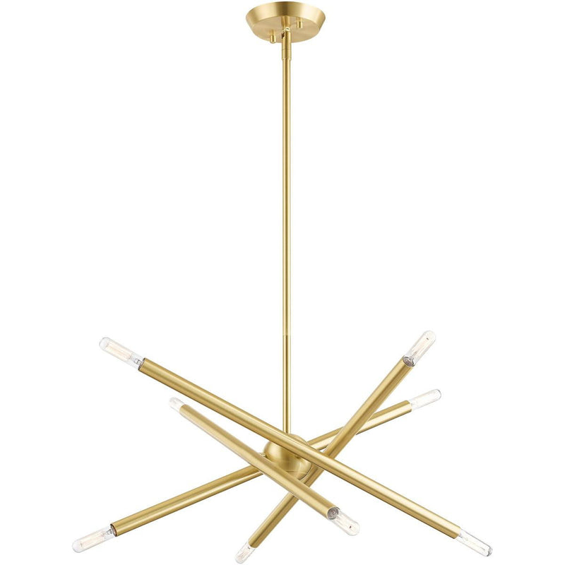23" Eight Light Dimmable Chandelier With Shades - Brass