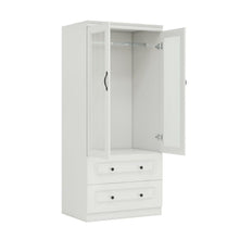 Load image into Gallery viewer, 71" Wood Two Door Two Drawer Combo Dresser - White

