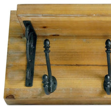 Load image into Gallery viewer, 6" Metal And Solid Wood Five Hook Wall Mount Coat Rack - Black / Brown
