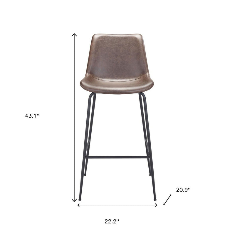 Steel Low Back Bar Height Bar Chair - Brown And Black