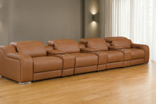 Load image into Gallery viewer, 169" Italian Leather Reclining USB Sofa - Chestnut
