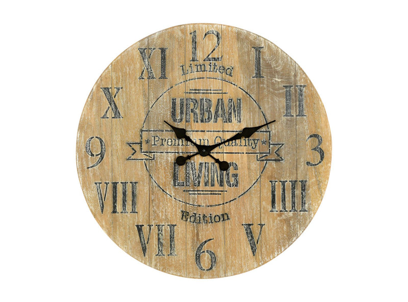 Silent Analog Round Wall Clock - Natural