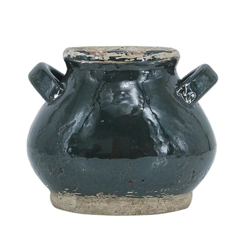 Round Jug Vase - Dark Green / Sand