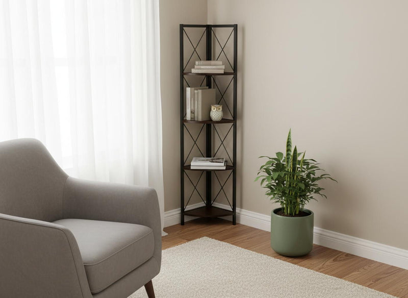 Four Tier Corner Bookcase (489790) - Espresso