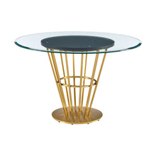 Load image into Gallery viewer, 48" Glass And Stainless Steel Pedestal Base Round Top Dining Table - Brown
