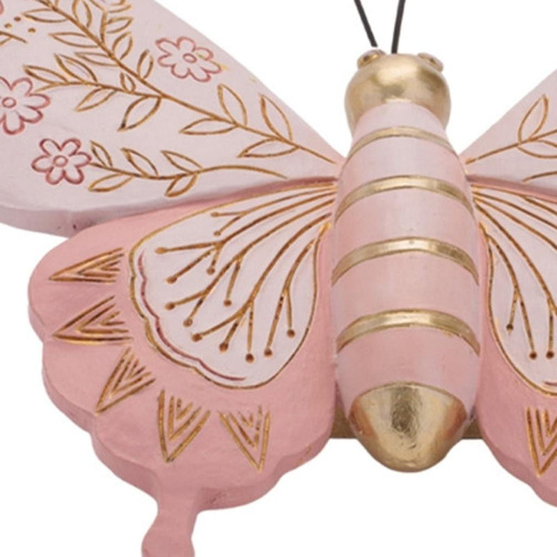 Poly Butterfly Dragonfly Figurines (Set of 4) - Pink / Green