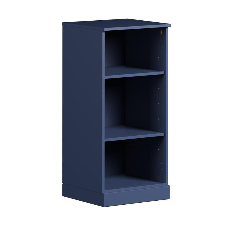 Solid Wood Adjustable Three Tier Library Bookcase - Navy Blue