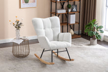 Load image into Gallery viewer, Teddy Fabric Rocking Gilder Nursery Chair For Living Room Indoor - Ivory
