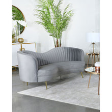 Load image into Gallery viewer, Reigha - Upholstered Sofa Lounge Furniture With Channel Tufted Backrest - Gray
