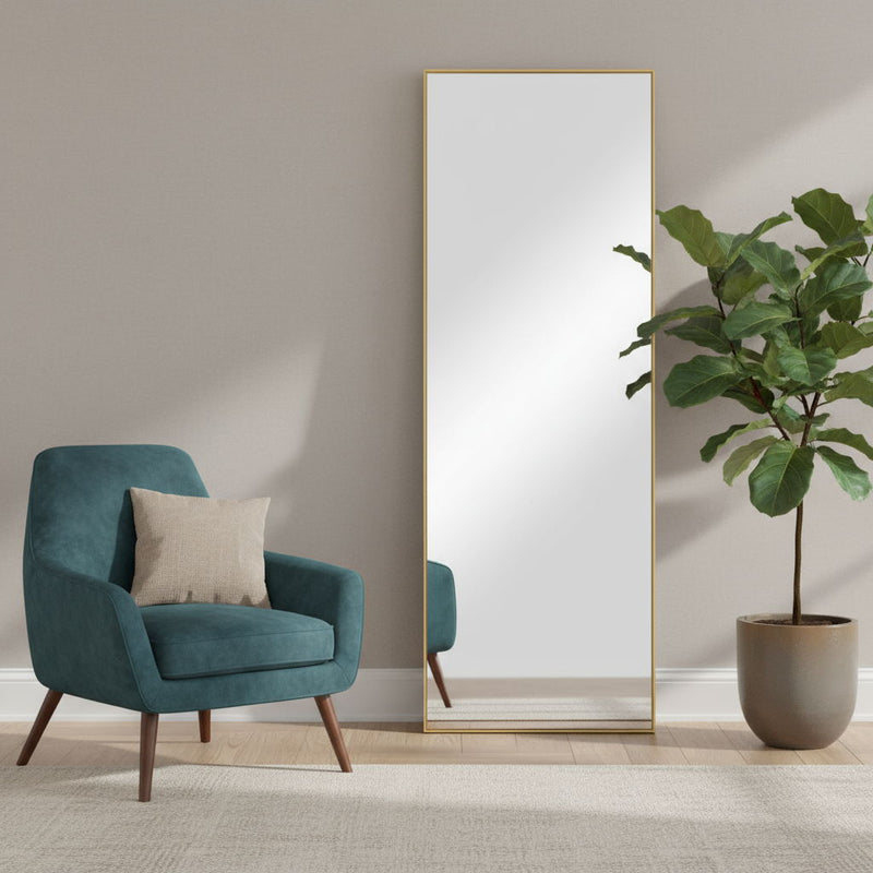 71" Metal Leaning Framed Full Length Mirror - Gold