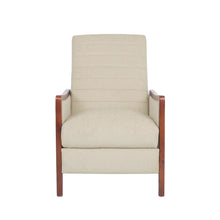 Load image into Gallery viewer, Mid Century Modern Fabric Channel Stitch Wood Pushback Recliner

