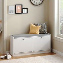 Load image into Gallery viewer, Shoe Storage Bench With Cushion, Entryway Organizer Cabinet For Hallway - White
