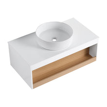 Load image into Gallery viewer, Floating Bathroom Vanity With Glossy Round Vessel Sink
