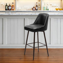 Load image into Gallery viewer, Faux Leather And Steel Bar Height Swivel Bar Chair - Black And Bronze
