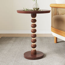 Load image into Gallery viewer, Modern Mango Wood Round End Table With Gold Accents, Solid Wood - Honey
