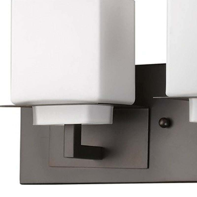 Metal And Glass Vanity Flush Mounted Sconce - Black And White