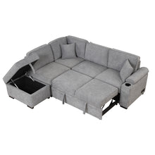 Load image into Gallery viewer, 87.4&quot; Sleeper Sofa Bed,2 in 1 Pull Out sofa bed L Shape Couch with Storage Ottoman for Living Room,Bedroom Couch and Small Apartment, Gray
