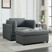 Load image into Gallery viewer, Wide Modern Oversized Armchair With Ottoman Stool, Single Sofa With Lumbar Support, Accent Chair
