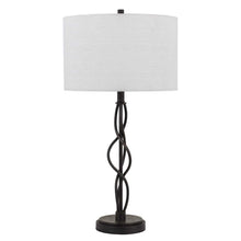 Load image into Gallery viewer, Metal Candlestick Table Lamp With Off-White Drum Shade - Black
