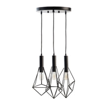 Load image into Gallery viewer, Three Light Metal Chandelier With Shades - Black / Clear
