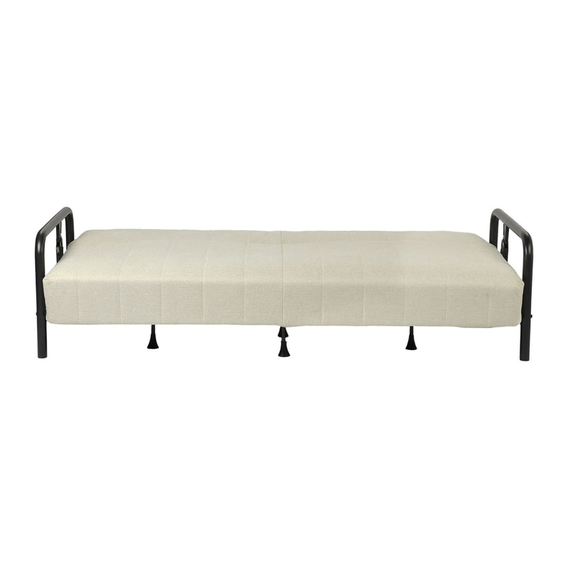 Fabric Convertible Futon Steel Sleeper Reclining Sofa - Beige