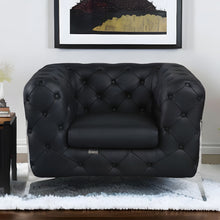 Load image into Gallery viewer, Italian Leather Tufted Chesterfield Chair - Black And Silver
