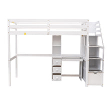 Load image into Gallery viewer, Loft Bed With Stand Alone Bed, Storage Staircase, Desk, Shelves, And Drawers
