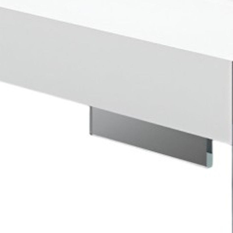 47" Wood And Glass Square Sled Coffee Table - White And Clear