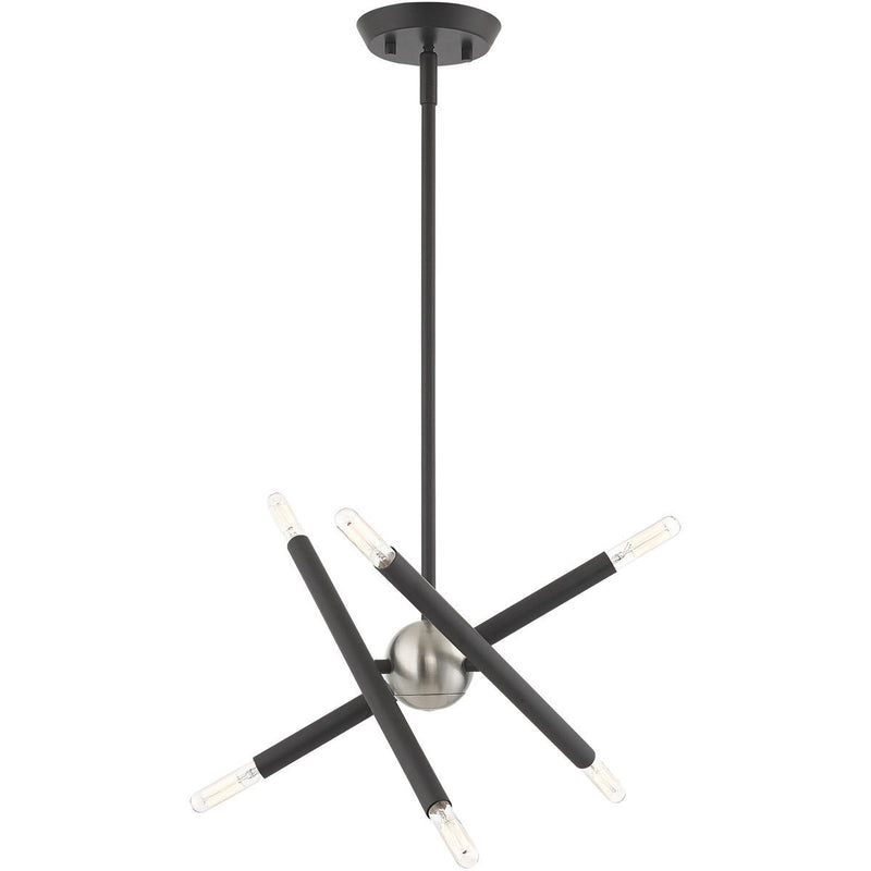15" Six Light Dimmable Chandelier With Shades - Gray