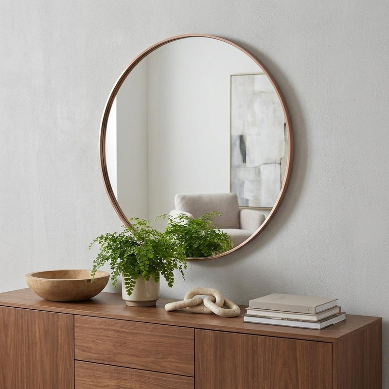 Aluminum Round Framed Bathroom Vanity Mirror (756077) - Gold
