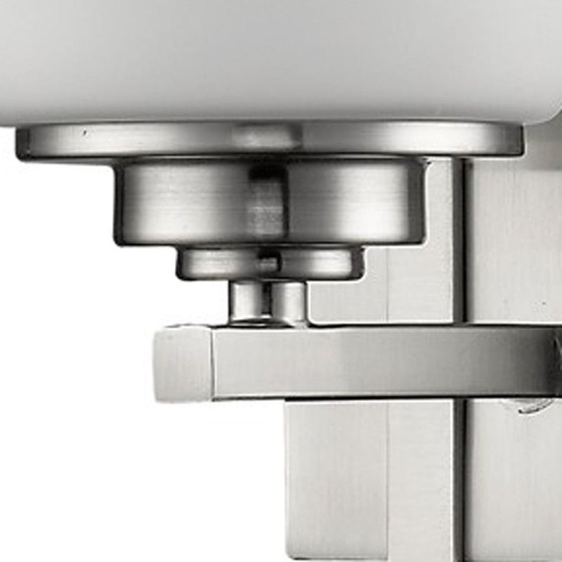 Geometric Wall Sconce With Frosted Glass Shade - Silver