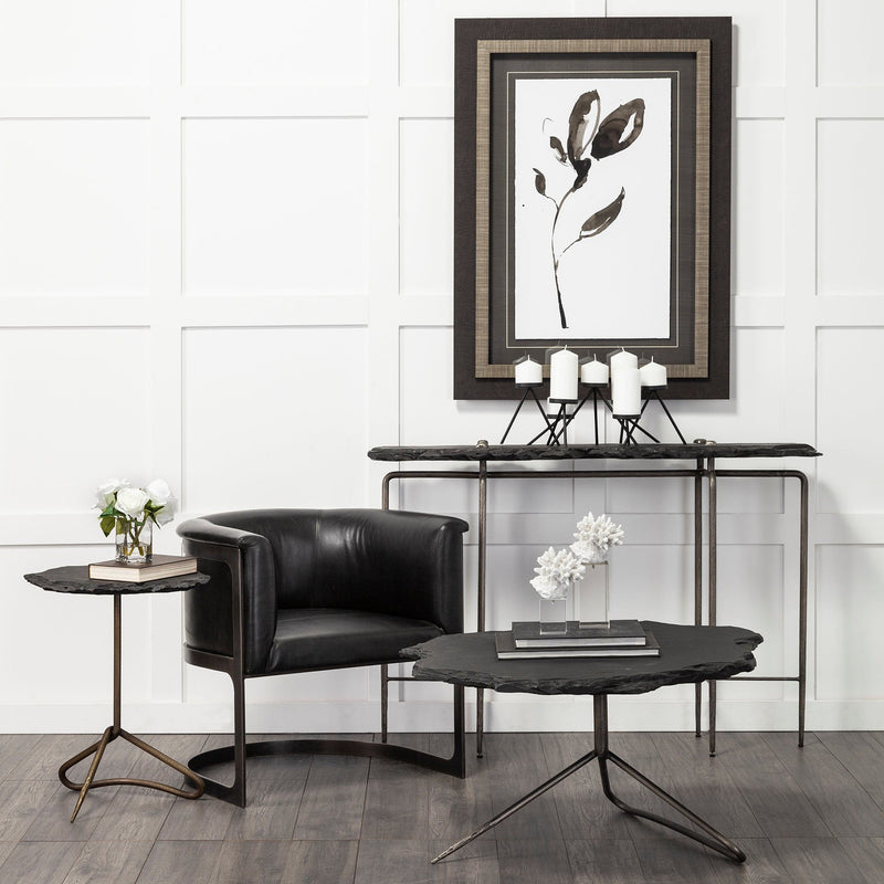Stone End Table - Slate Gray And Black