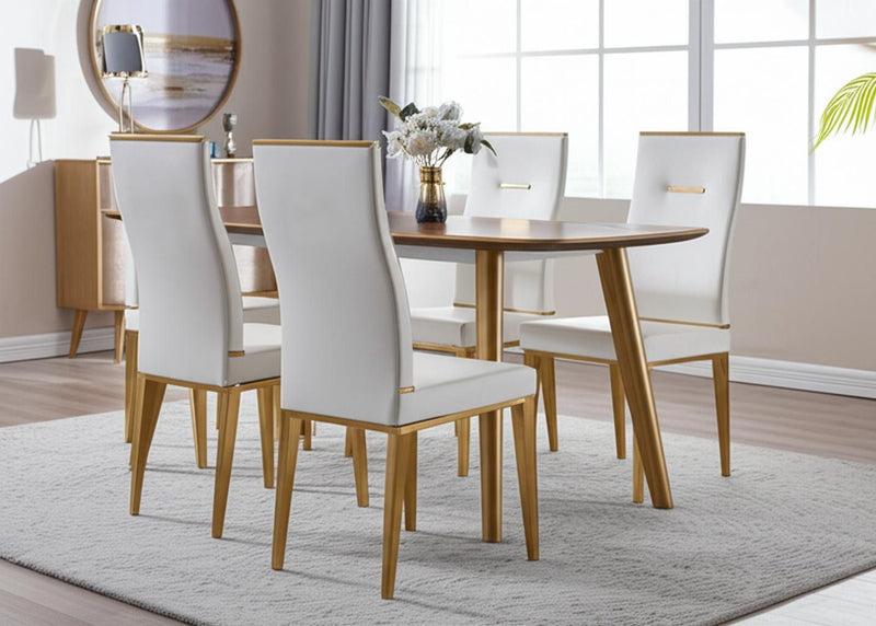 Contemporary Upholstered Faux Leather Dining Side Chairs (Set of 4) - White
