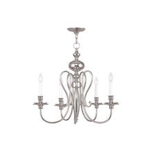 Load image into Gallery viewer, 22" Five Light Metal Dimmable Chandelier With Shades - Nickel / Pearl Silver
