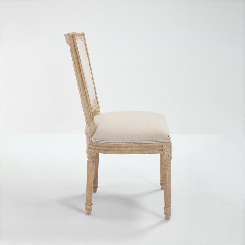 And Natural Linen And Solid Wood Dining Side Chairs (Set of 2) - Beige
