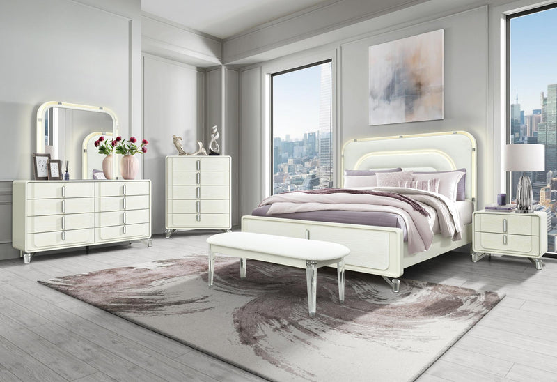 Wood Lighted Dresser Mount Floating Framed - Beige