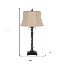 Load image into Gallery viewer, Metal Two Light Candlestick Table Lamp With Beige Empire Shade - Black
