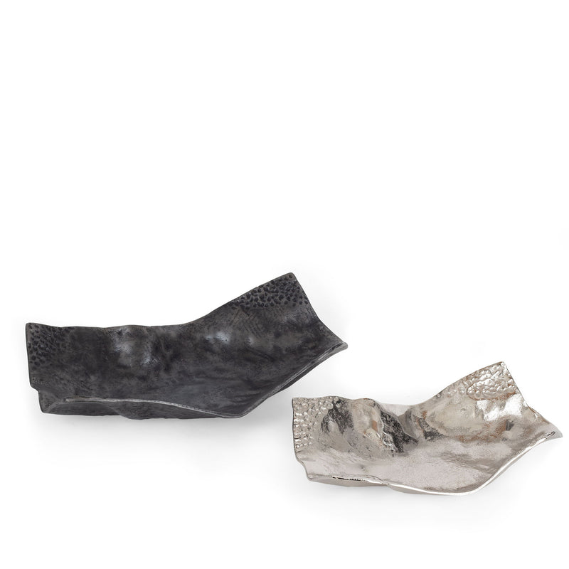 Metal Vanity Tray (Set of 2) - Gray / Silver