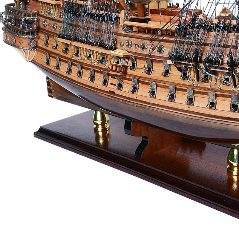 Hand Painted Model Boat (624647) - Dark Brown / Beige