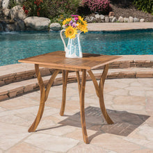 Load image into Gallery viewer, Outdoor Rectangular Table With Curved Legs And Perpendicular Wooden Slats Table Top
